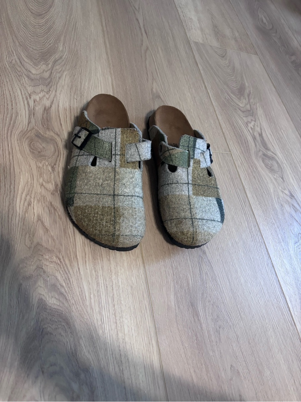 Birkenstock Plaid Fabric Slip-On Clogs